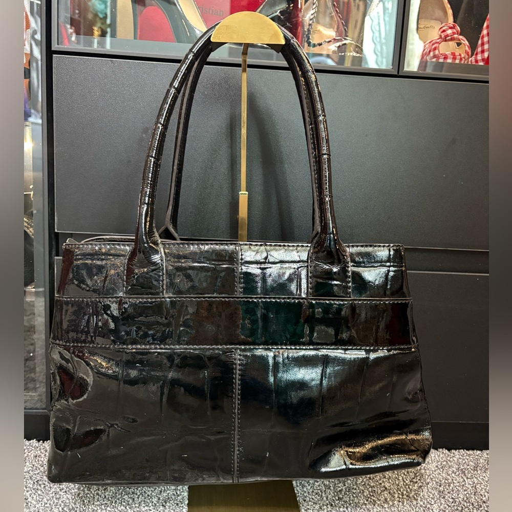 Kate Spade Black Crocodile Embossed Patent Leather Satchel - Picture 5 of 12